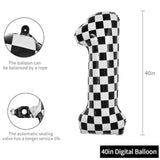 40 Inch Checkered Number 1 Balloon 1St Race Car Birthday Party Supplies Black And White Large Number Balloon For Girls Boys 1St Birthday Fast Race Car Flag Party Decorations