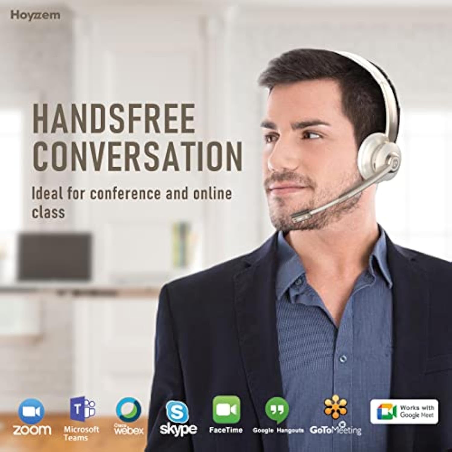 Bluetooth Headset, Wireless Headphones With Microphone Noise Canceling & Usb Dongle, V5.0 Trucker Bluetooth Headset With Mic Mute & Charge Dock For Pc/Laptop/Phone/Meeting/Callcenter/Office Gold