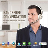 Bluetooth Headset, Wireless Headphones With Microphone Noise Canceling & Usb Dongle, V5.0 Trucker Bluetooth Headset With Mic Mute & Charge Dock For Pc/Laptop/Phone/Meeting/Callcenter/Office Gold