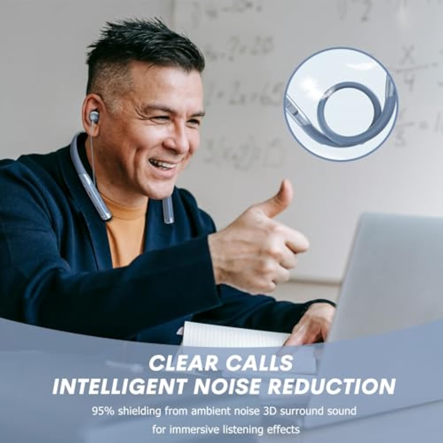 Neckband Bluetooth Headphones Wireless Earbuds With Microphone Flashlight Arou
