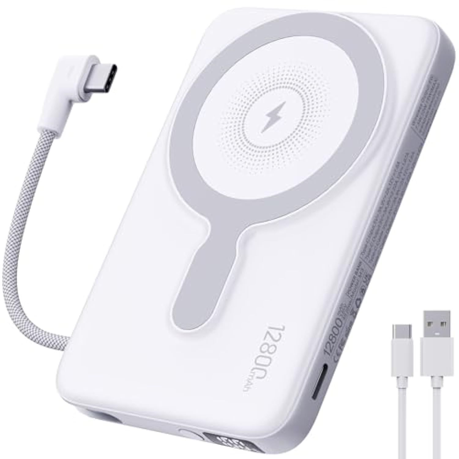 2025 Updated M3 Ultra Slim 0.4'' Wireless Power Bank, 12800Mah Magnetic Portable Charger With Built In Cable And Strap, Led Battery Pack Travel Essentials For Iphone 16/15/14/13/12/Pro/Pro Max Andriod