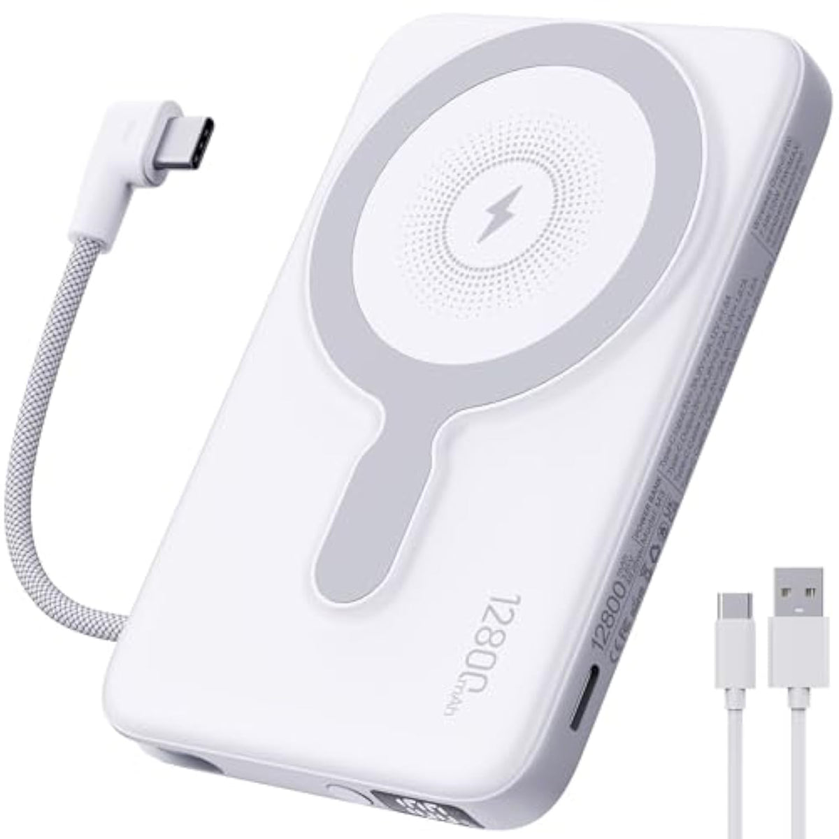 2025 Updated M3 Ultra Slim 0.4'' Wireless Power Bank, 12800Mah Magnetic Portable Charger With Built In Cable And Strap, Led Battery Pack Travel Essentials For Iphone 16/15/14/13/12/Pro/Pro Max Andriod