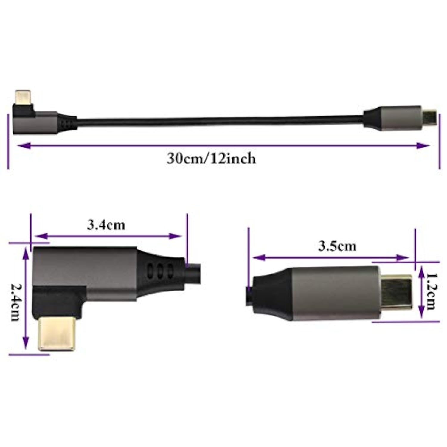 90 Degree Usb 3.1 Type C To Type C Cable 60W&3A Right & Left Angled 3.1 Usb Ty