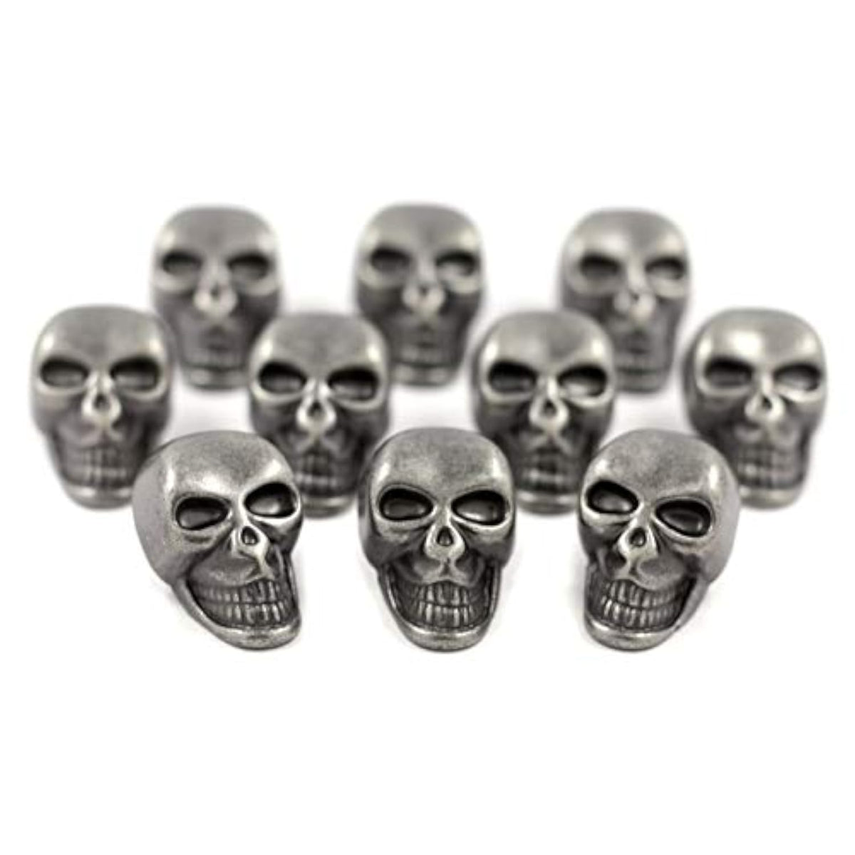 10 Pieces Skull Gray Silver Buttons. 25Mmx16Mm. (Gray Silver)