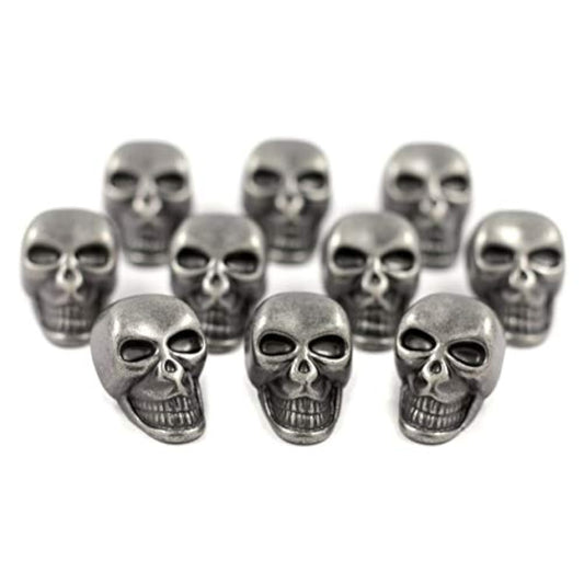 10 Pieces Skull Gray Silver Buttons. 25Mmx16Mm. (Gray Silver)