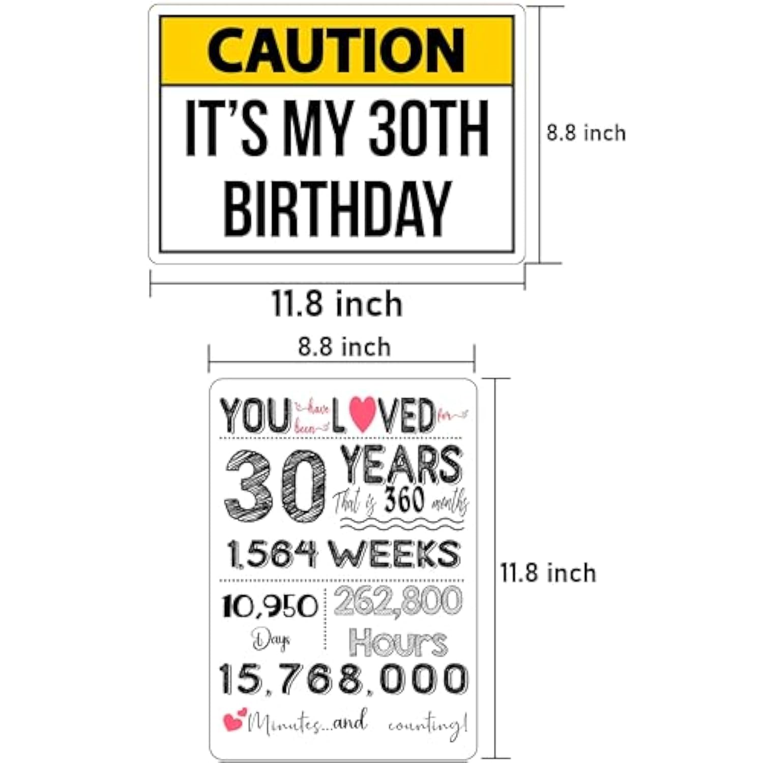 30Th Birthday Decorations – Funny Warning Signs Posters, 9Pcs Thick Cardstock (450Gsm, 8.8"X11.8") – Party Supplies & Unique 30 Years Old Birthday Gifts For Men, Women, Husband, Wife, Him, Her