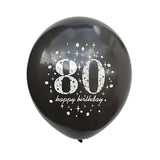 80th Birthday Balloons: Black & Gold Confetti, 15-Pack