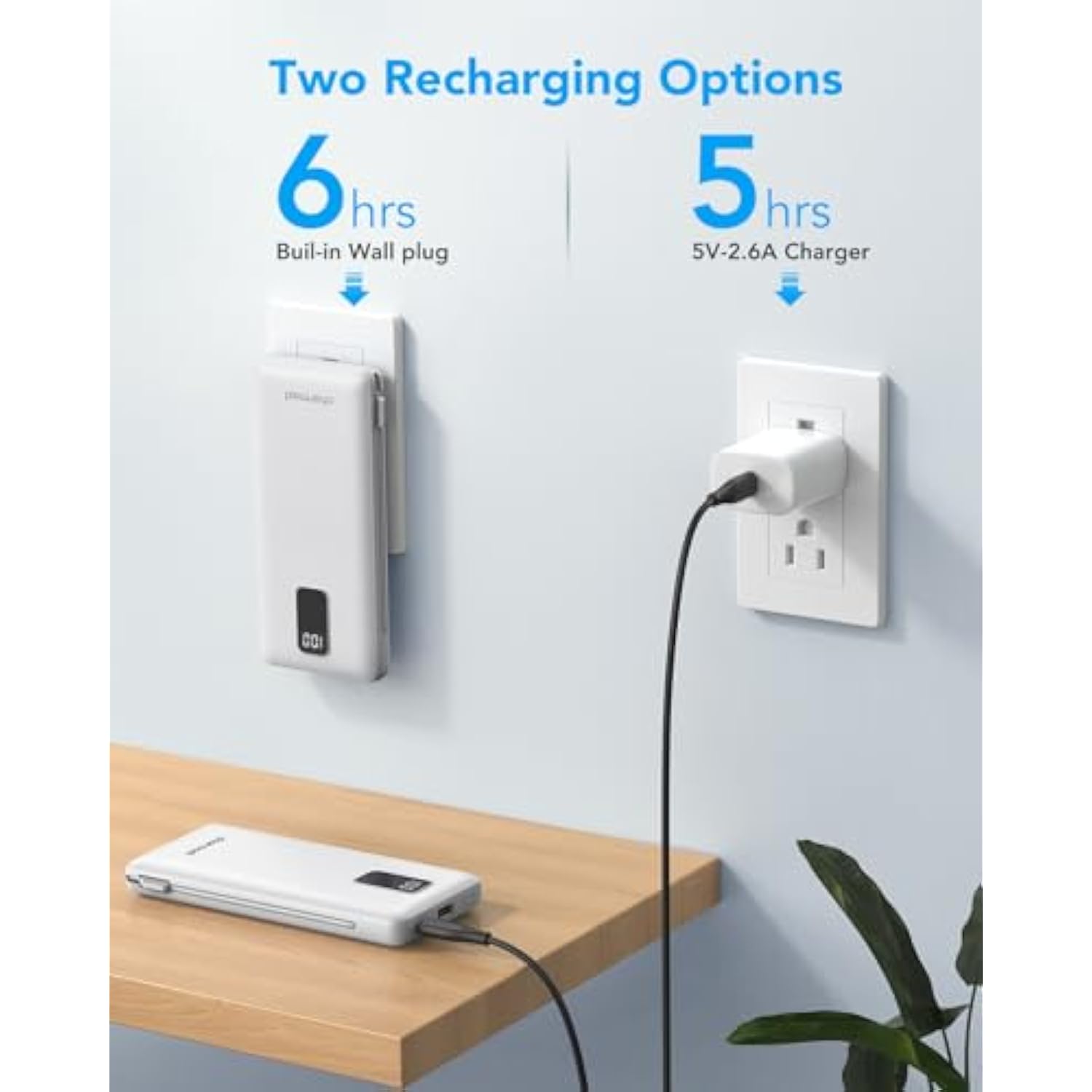 Portable Charger With Built-In Cables And Plug, 10000Mah Usb C Power Bank Fast Charging 15W, External Battery Pack Slim, Travel Essentials Compatible With 16 15 14 13, Samsung Galaxy, Ipad