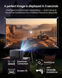 [Compatible With Netflix & 4K Support] Smart Projector With Wifi And Bluetooth,3D Doiby Audio, Auto Focus & Keystone,Native Projector Hd 1080P Max 330" Display,2500 Ansi Home Outdoor Projector