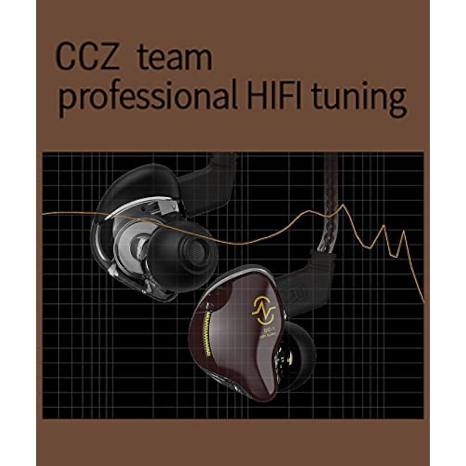 Ccz In Ear Monitor Wired Earbud In Ear Headphones,1Dd Hifi Bass Immersive Sound Earphones, For Drummer Musicians Singer Stage Earbuds, Patented Ear Tips Headset, Coffee Bean(Brown No Mic)