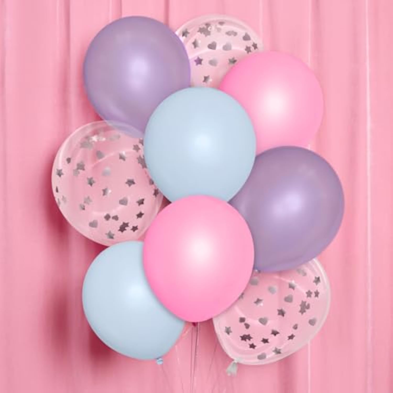 Pink, Purple, Blue, Clear, Pastel Latex Balloons - 24 Pk, 12" | Girls Sleepover Birthday Decorations, Kids Slumber Party Decor, Rainbow Bachelorette Supplies, Cute Party Favor
