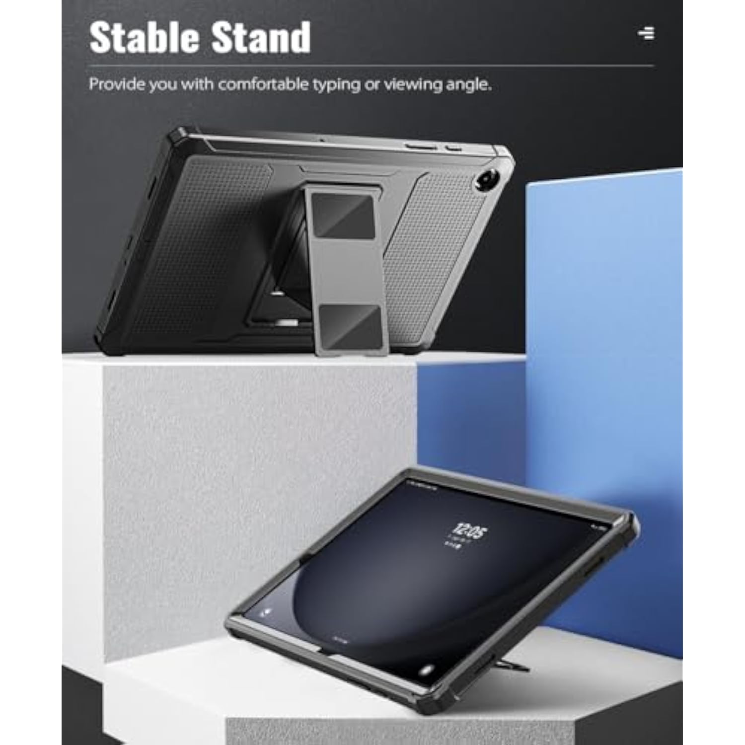 Moko Case Fit Galaxy Tab A9 Plus 11Inch 2023 (Smx210/X216/X218), Shockproof Full Body Rugged Stand Back Cover Builtin Screen Protector Fit Galaxy Tab A9+ 11" 2023, Black