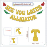 See You Later Alligator Banner Funny Gold Glitter Retirement Farewell Decor