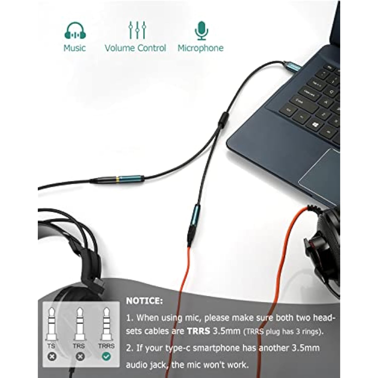 Usb C To Dual 3.5Mm Female Headphone Splitter, Type C To Aux Trrs 2-In-1 Audio Adapter With Hi-Res Dac Chip, For Usb-C Smartphone, Laptop, Pad To Two Headphones, Speakers, Trrs Microphones