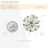 10 Pcs Silver Hollow Metal Flower Rhinestone Petals Sewing Coat Button