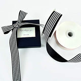 Black White Striped Ribbon 1 Inch Wide Fabric Grosgrain Ribbons 25 Yar