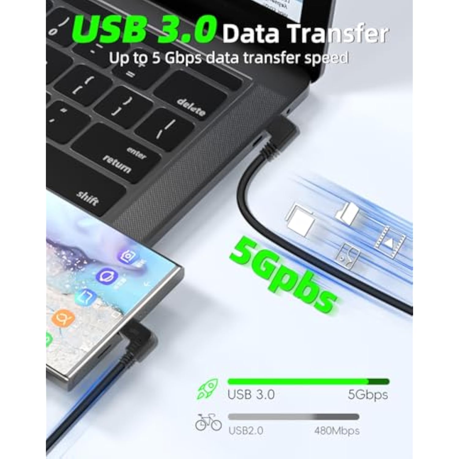 Short Right Angle Usb Type C Cable, 90 Degree 18W Fast Charging Usb A To Usb C