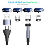 5-In-1 Magnetic Charging Cable, 540° Rotation Magnetic Phone Charger [4-Pack, 3Ft/3Ft/6Ft/10Ft] Usb A/Type C Fast Charging Cable For Iphone/Micro Usb/Usb C Devices