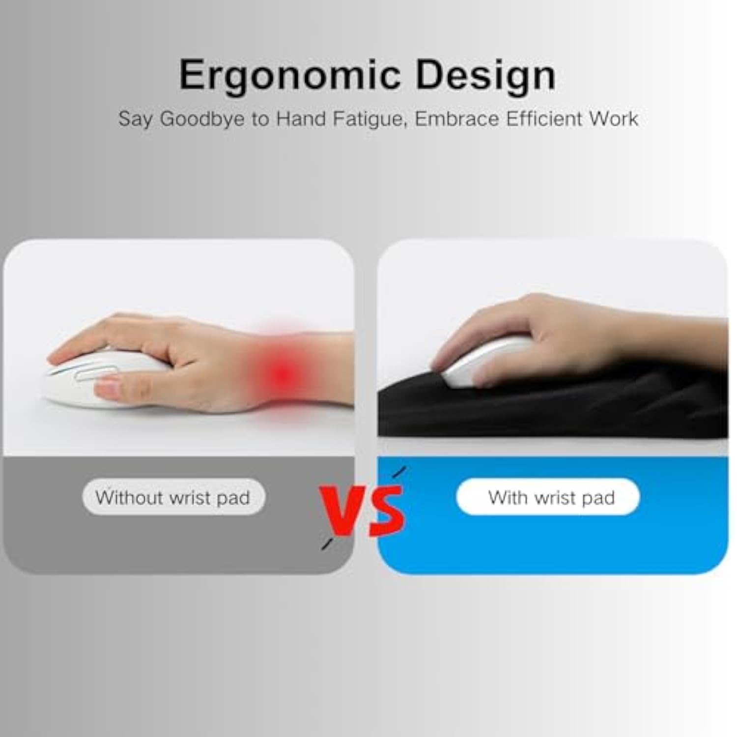 Ergonomic Slope Mouse Pad With Wrist Rest, One Piece Wrist Rest, Non-Slip Pu Base, Large Mouse Pad For Pain Relief, For Gaming, Office And Home