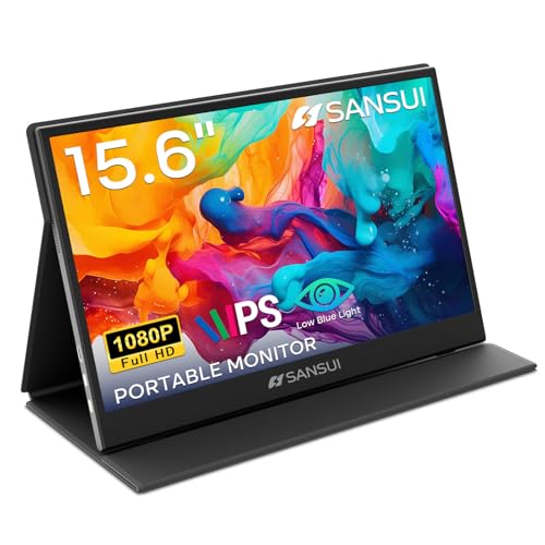 Portable Monitor 15.6 Inch Fhd 1080P Travel Monitor For Laptop, Usb C Hdmi Ultra-Thin Ips Computer Display With Speakers & Pu Leather Stand Cover, For Pc Mac Mini Phone Switch Gaming