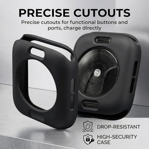 Slim Bumper Case Compatible with Apple Watch, Soft Silicone TPU Protective Cover, Rugged Frame with Open Screen Design Protector for iWatch Series