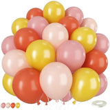 Boho Pastel Balloons: 50pc Orange, Pink, Yellow Latex Party Decor