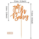 24 Pcs Pumpkin Oh Baby Cupcake Toppers Glitter Fall Theme Pumpkin Cupcake Picks Baby Shower Cake Decorations For Pumpkin Theme Gender Reveal Kids Birthday Party Supplies Orange