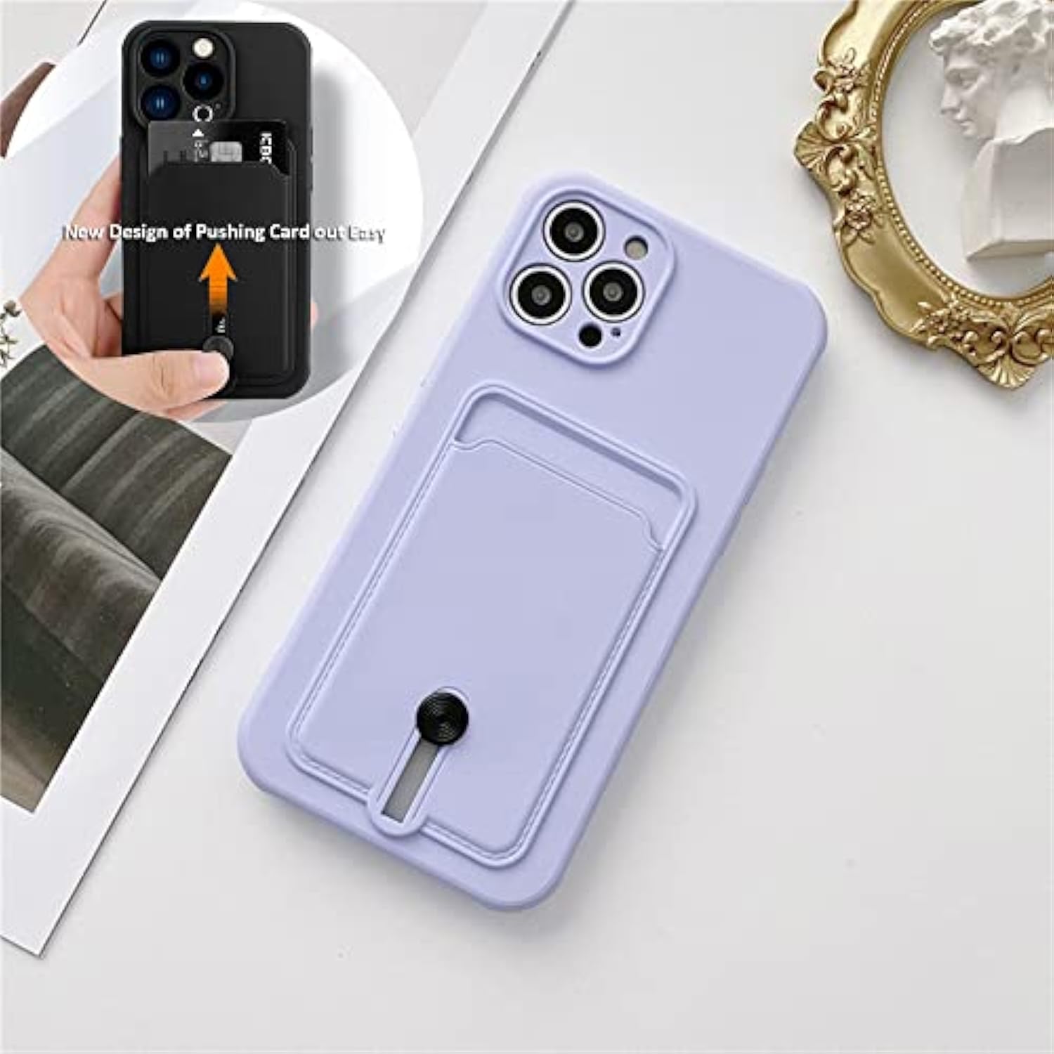 For Iphone 13 Mini Phone Case With Card Holder [Slim + Protective] Silicone Phone Case Iphone 13 Mini Wallet Case For Women Men (Purple Blue)