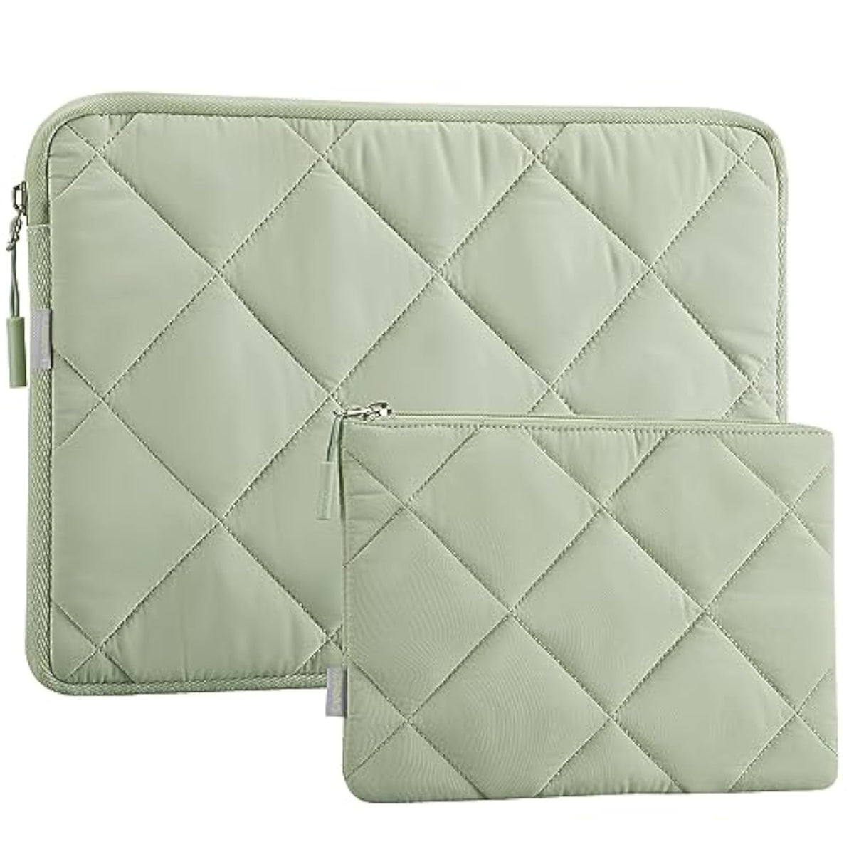 Puffy Laptop Sleeve For 13-13.6 Inch Macbook Air M3/A3113, M2/A2681 M1/A2337, Macbook Pro M2 M1/A2338, Ipad Pro 12.9, Laptop Carrying Case With Accessories Pouch, Green