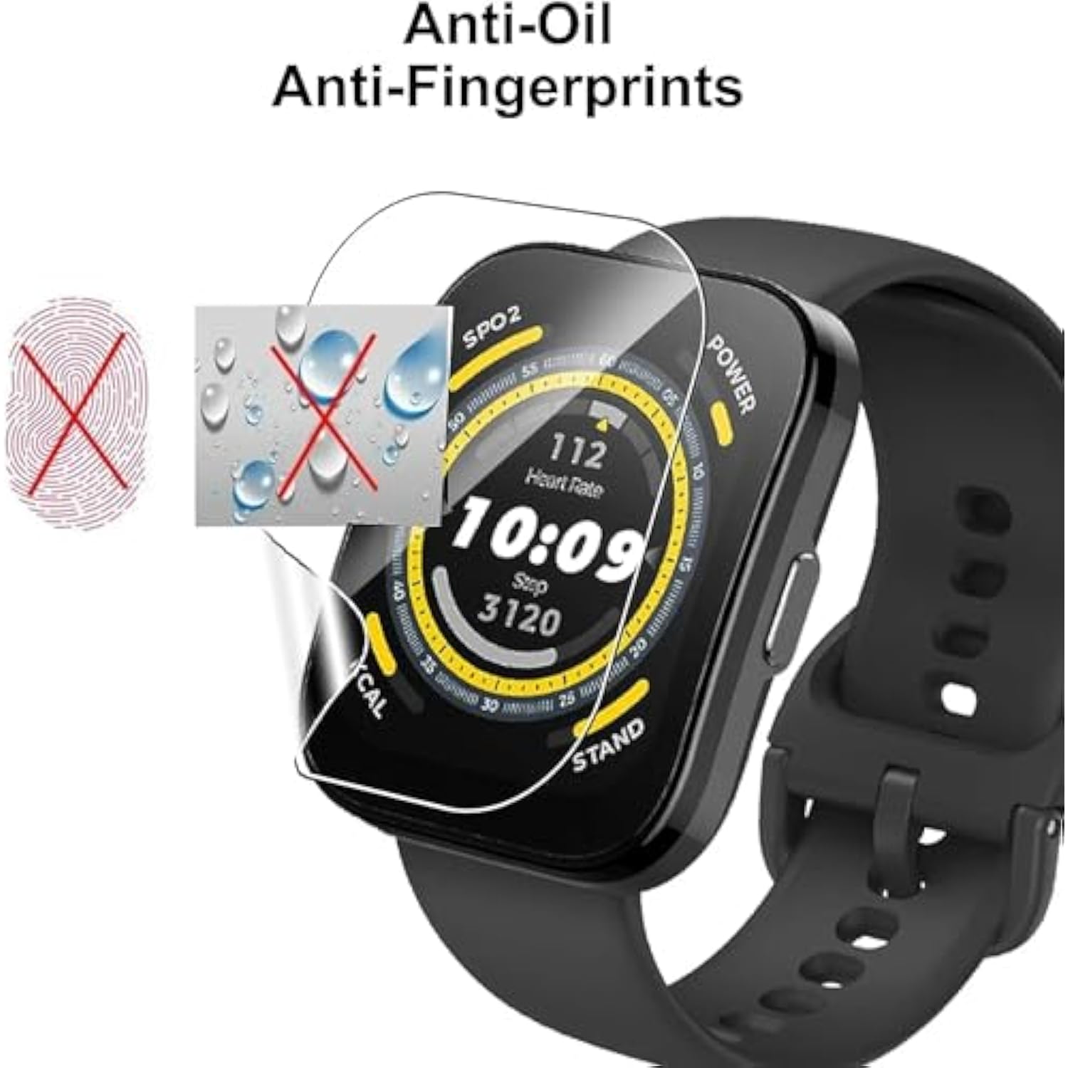 Transparent Hydrogel Film (8Pcs) For Amazfit Bip 6 Smart Watch 46Mm, 1.97" Soft Tpu Screen Protector Ultra-Thin, Touch Sensitive, Self-Healing, Explosion-Proof, Fingerprint Unlock