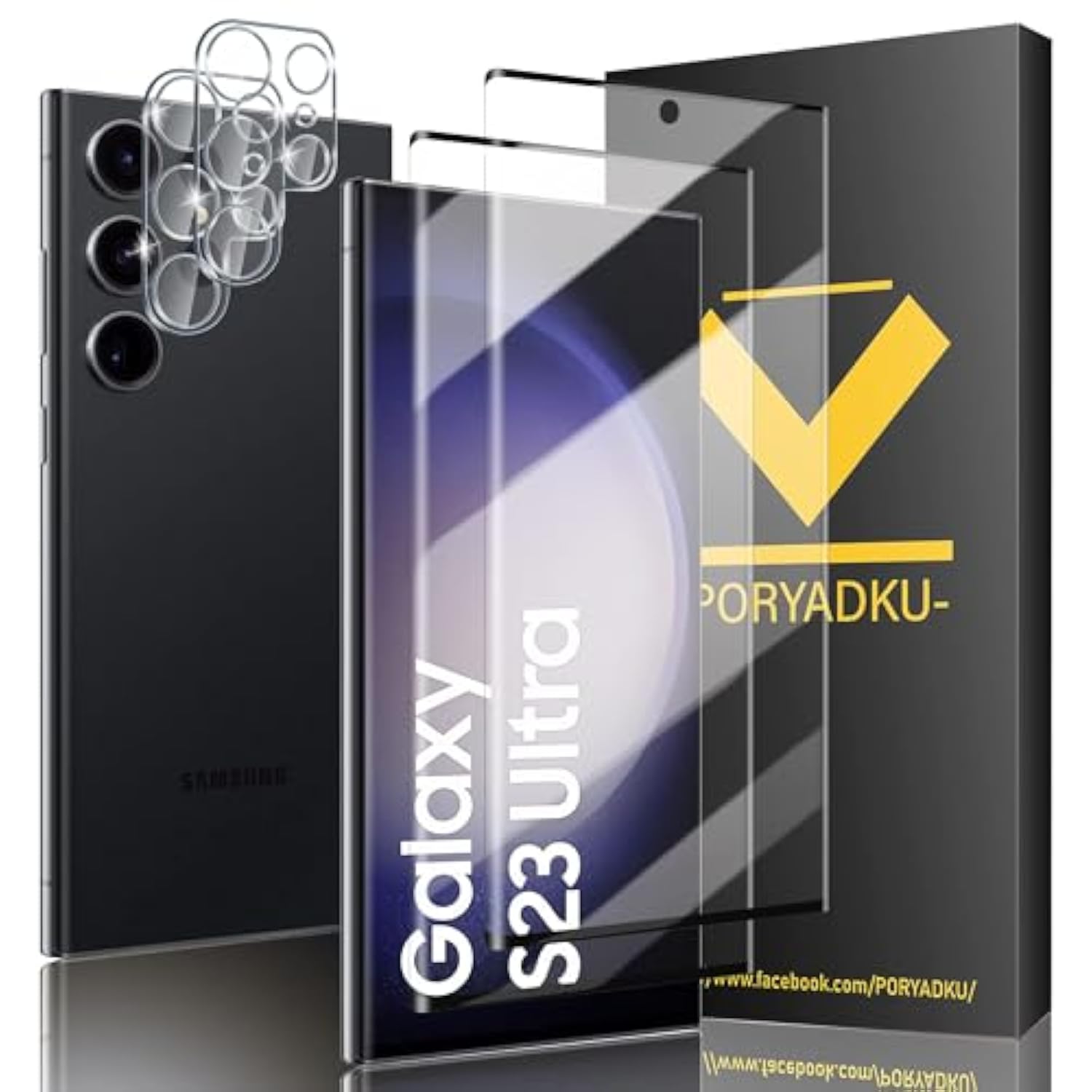 2+2 Pack For Galaxy S23 Ultra Screen Protector Tempered Glass 2 Pack + Tempered Glass Camera Lens Protector 2 Pack, 9H Tempered Glass, Ultrasonic Fingerprint Support, Hd Clear, For S23 Ultra 5G