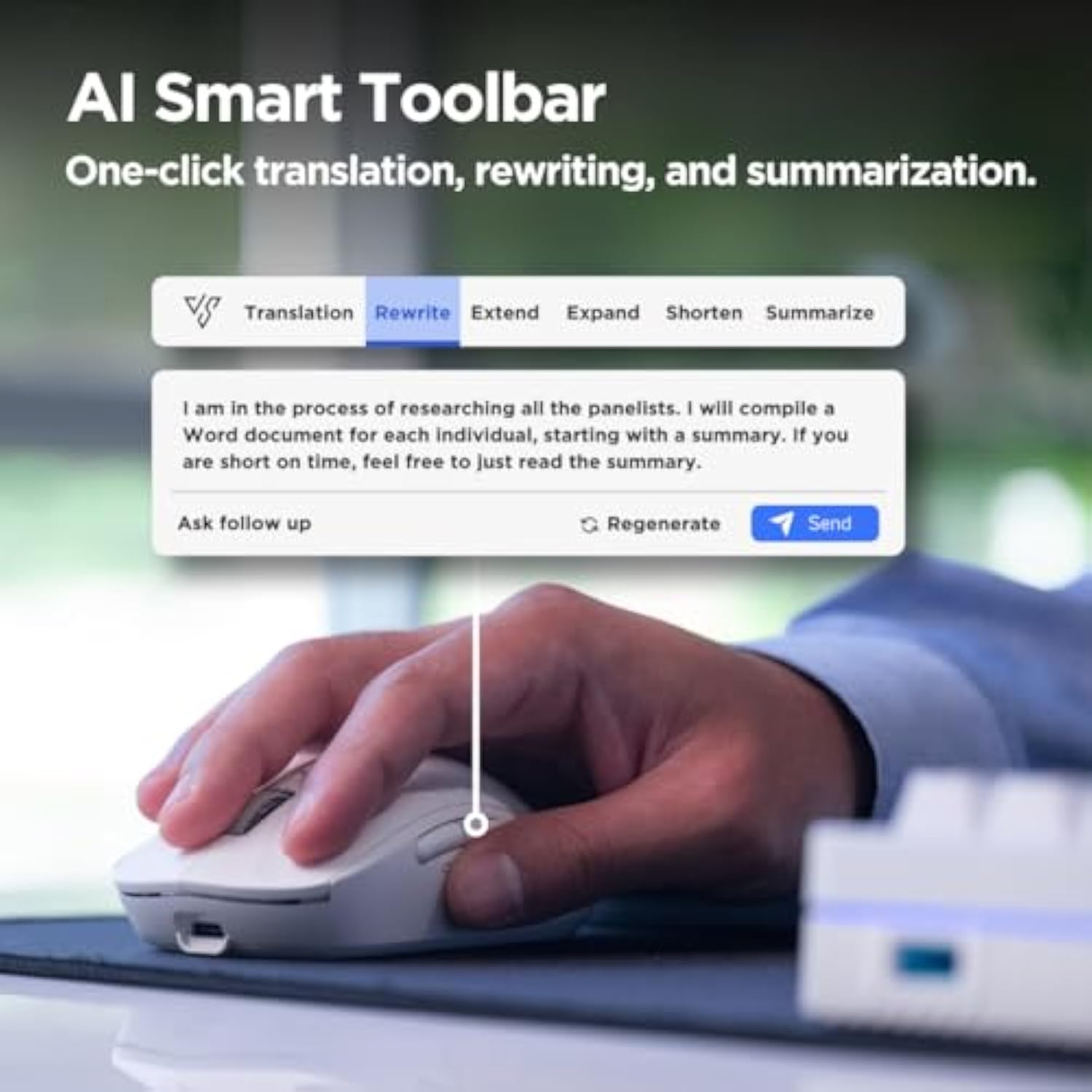 Ai Mouse, Jethro V1 – Ai Voice & Audio Recorder, Note Taking Mouse For Computer & Laptop With Centralized Ai Software, Ai Writing Tools, Voice Typing, Transcribe, Translate & Summarize