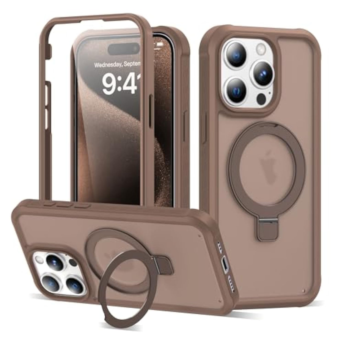 iPhone 15 Pro Max Case with Stand 6.7 inches, Desert Brown