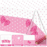 3 Pcs Pink Cat Tablecloths Cute Cat Party Decorations Cute Cartoon Theme Birthday Table Covers Pink Bow Wall Backdrop Plastic Disposable Rectangle For Baby Shower Birthday Party Supplies 54 X 108 Inch