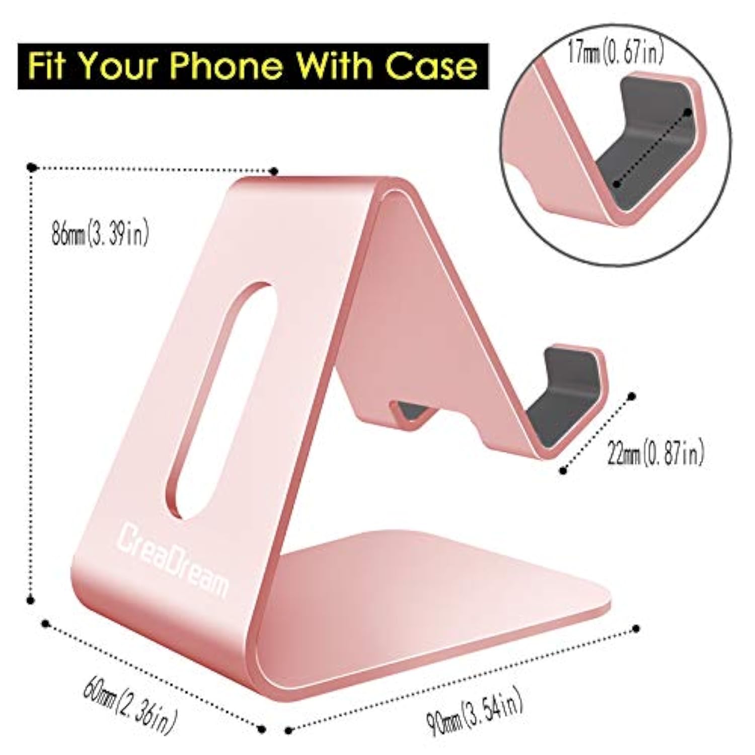 Cell Phone Stand, Cradle, Holder, Aluminum Desktop Stand Compatible With Switch, All Smart Phone, 15 14 13 12 Pro Max Plus Mini Xr X Se 8 Se -Rose Gold