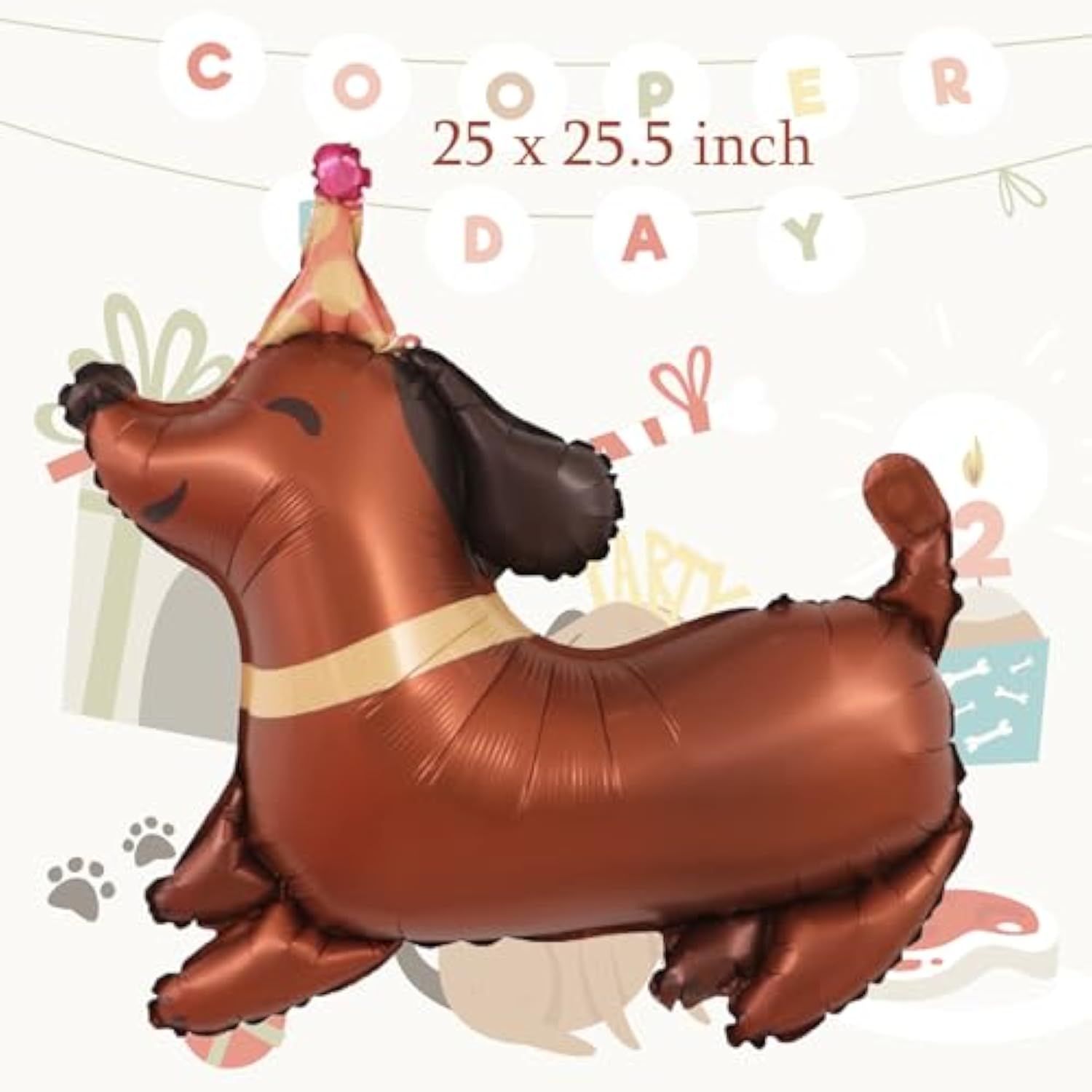 5 Pcs Dog Birthday Balloons Dachshund Shaped Puppy Foil Mylar Pet Party Decorations