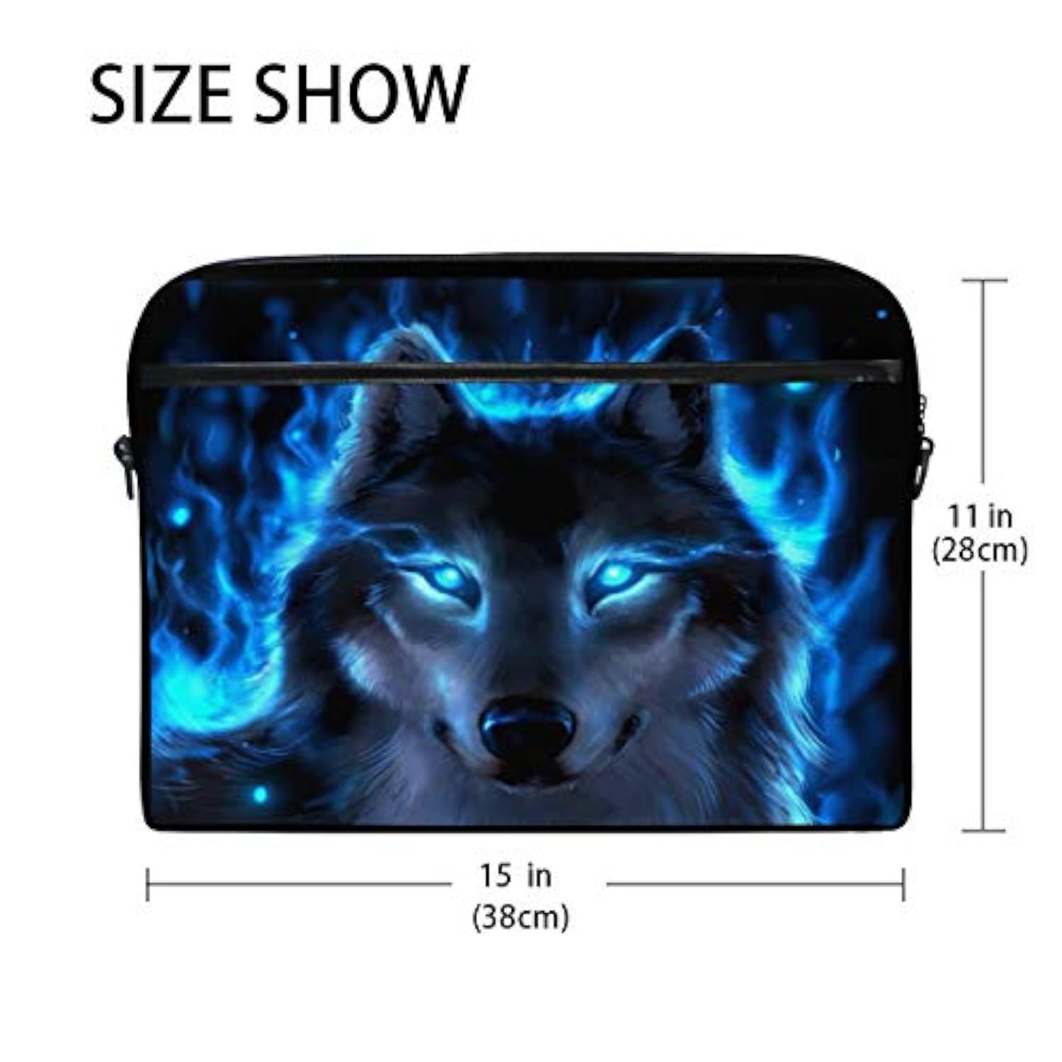Alaza Cool Midnight Wolf Animal 15 Inch Laptop Case Shoulder Bag Crossbody Briefcase Messenger Sleeve For Women Men Girls Boys With Shoulder Strap Handle, For Her Him