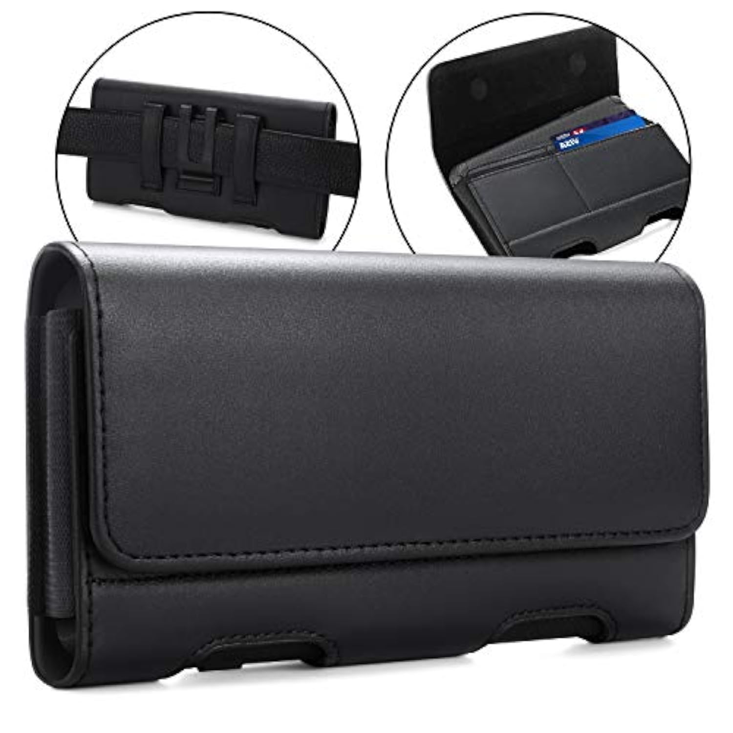 For Google Pixel 9 Pro / 8 Pro / 6 / 4 Xl Case With Leather Holster And Belt Clip (Black)