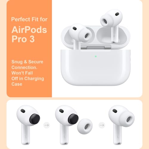 Replacement Ear Tips Compatible with AirPods Pro 3rd Generation Silicone Earbud Tips with Cleaning Pen, Secure Fit, Noise Isolation, Soft Comfort Ear