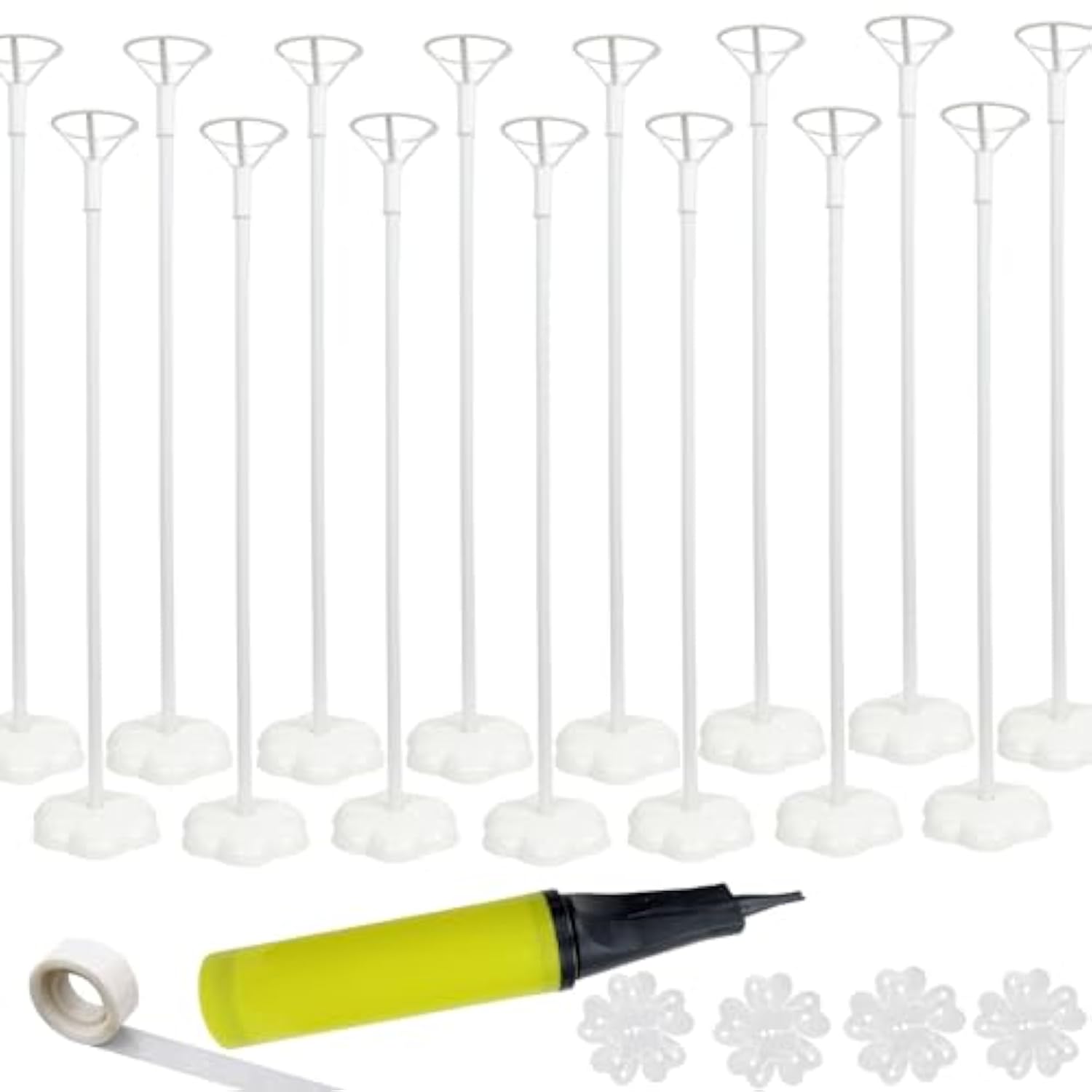 Balloon Stand Kit, 15 Pack Balloon Stick Holder With Base For Table Top Centerpiece Party Decoration, Reusable Balloon Column Stand Suit For Happy Birthday/Baby Shower/Wedding Parties