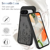 Case For Google Pixel 9, Google Pixel 9 Pro Cute Black Flower Floral Case For Women Girls Soft Tpu Bumper Hard Pc Back Anti-Fall Shockproof Protective Slim Cover