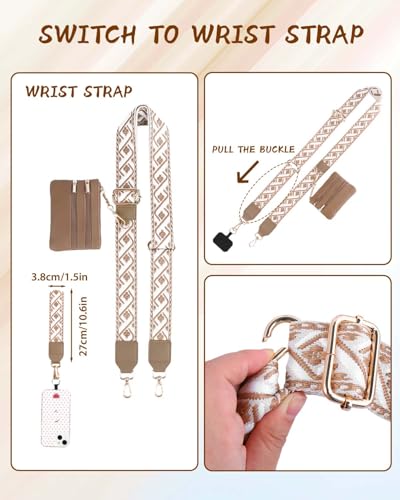 Clip and Go Strap for Phone with Wallet Crossbody, Phone Lanyard Adjustable Phone Strap with Zippered Pouch, Anti Theft Cellphone Lanyard with Purse,