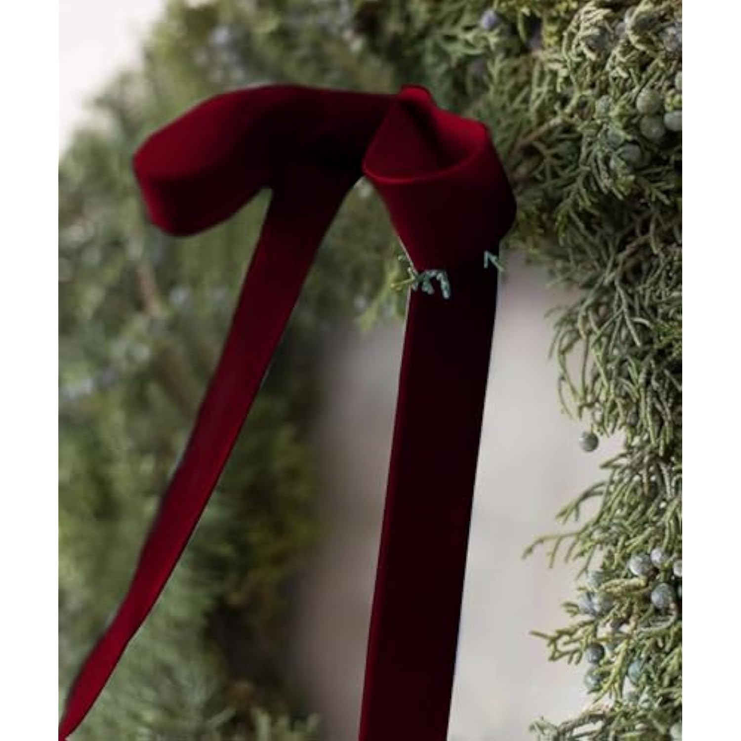 Burgundy Velvet Ribbon 1.5'' 25 Yards For Christmas Tree, Gift Wrapping, Flower Bouquet, Wreath Decorations, Bow Making