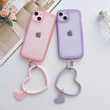 Silicone Heart Loop Phone Lanyard with Universal Case Anchor and Keychain Beige