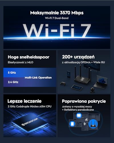 Be3600 Wifi 7 Gigabit 4 Stream Dual Band Router Mu-Mimo High Gain Antennas Vpn Clients & Server, Mesh And App Support, Cloud Control, Wr3600