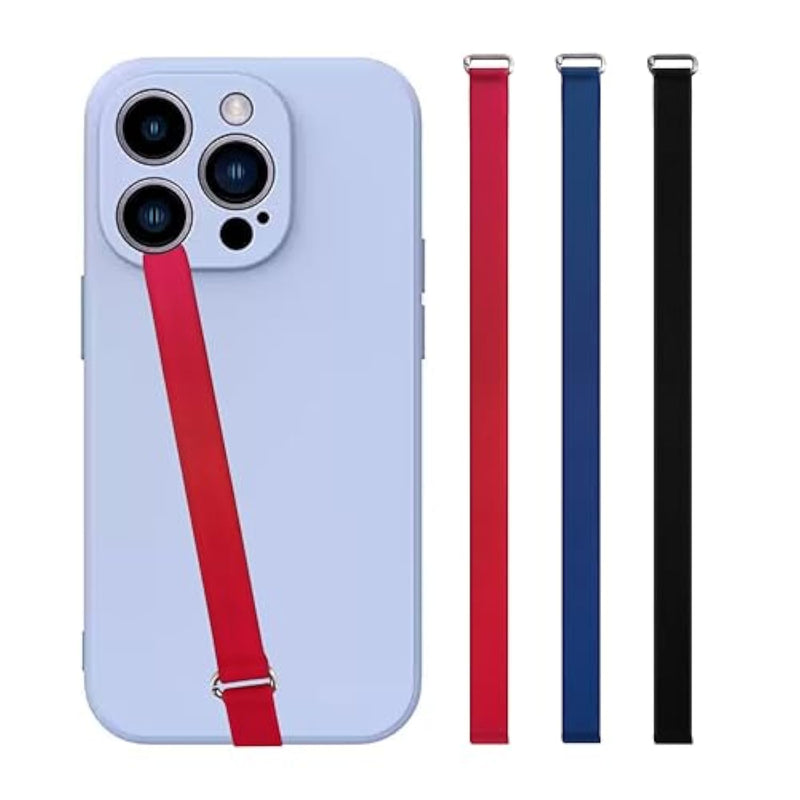 Reusable Silicone Phone Grip Strap (3 Pack) - Wireless Charging Compatible, Detachable Loop Holder For Iphone & Android Cases - Black+Blue+Red