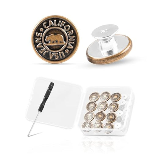 Jean Buttons Metal Copper No-Sew Instant Tack Adjustable Snap Fastener