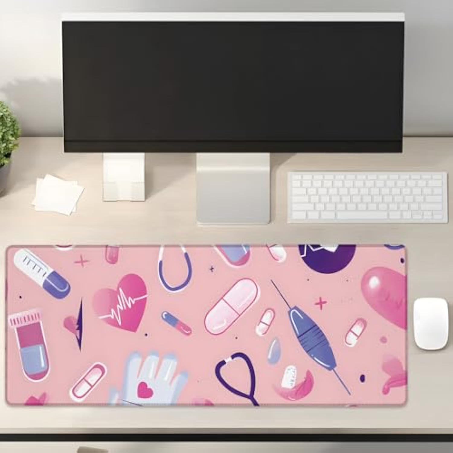 Medical Theme Gaming Mouse Pad Gifts 31.5" X 11.8", Non-Slip Rubber Base Mousepads For Computers Laptop School Office Home Accessories Decor, Mouse Pad, Keyboard Desk Mat