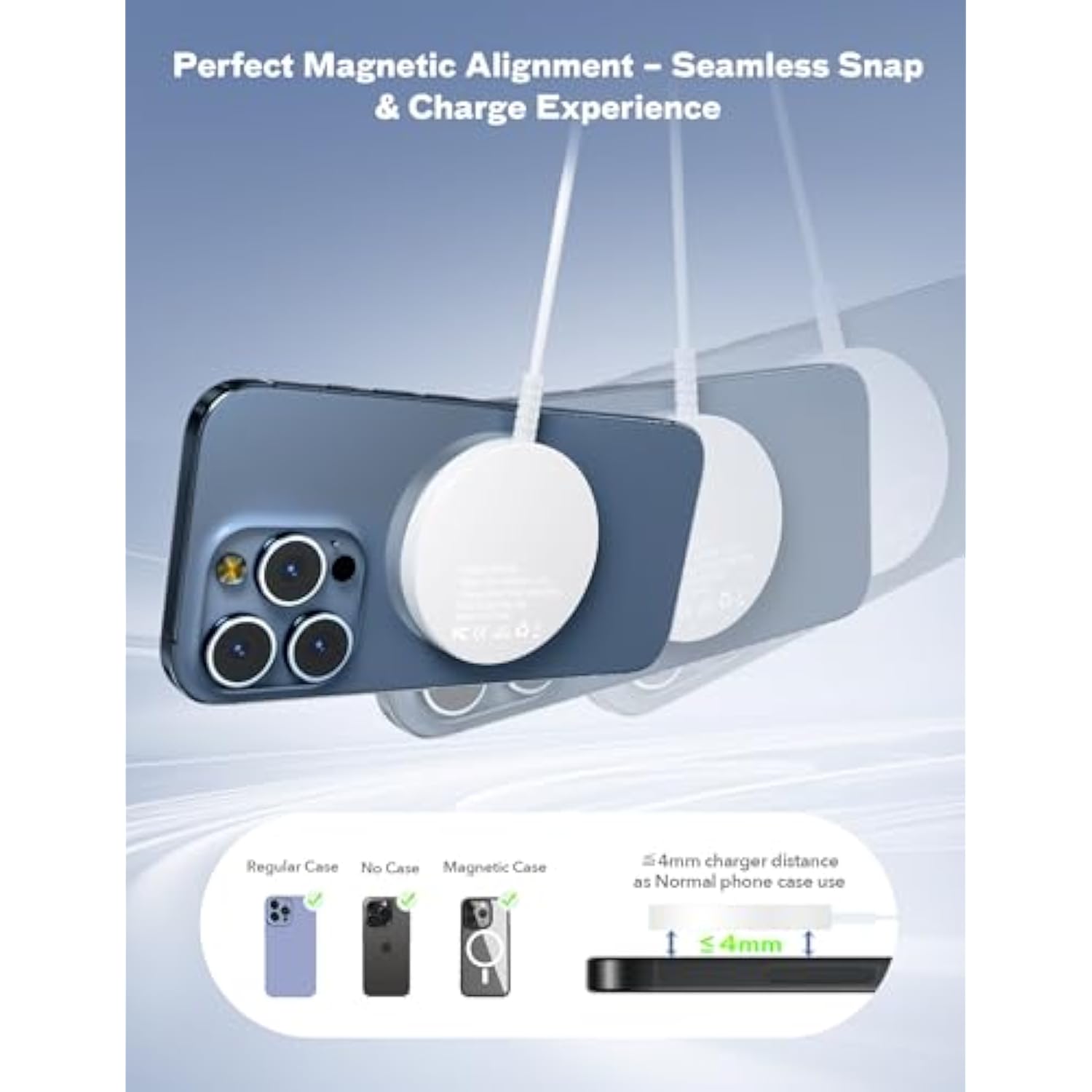 Magsafe Charger Magnetic Wireless Iphone Charge Compatible With Iphone 16 15 14 Pro Max Plus 13 12 Pro Max & Airpods 4 3 2 Pro - Charging Pad Dock For Travel Home Office