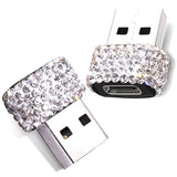 Usb C Male To Usb Female Adapter 2 Pack Bling Rhinestone Diamond Decoration Usb A To Type C Converter, Usb A To Usb C Charger Cable Adapter For Iphone,Airpods Ipad Pro Samsung Galaxy Google Etc